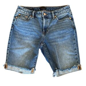 Talbots Blue Girlfriend Denim Jean Short 9" Inseam Size 28 Gracie Wash